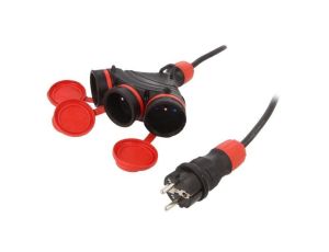 Przedłużacz sieciowy, H05RR-F, 3G1,5mm2, 30m, guma, czarny, EXTREM W-98985