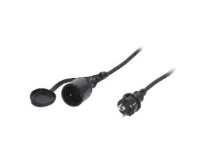 Przedłużacz sieciowy, H05RR-F, 3G1,5mm2, 15m, guma, czarny, 16A W-97021