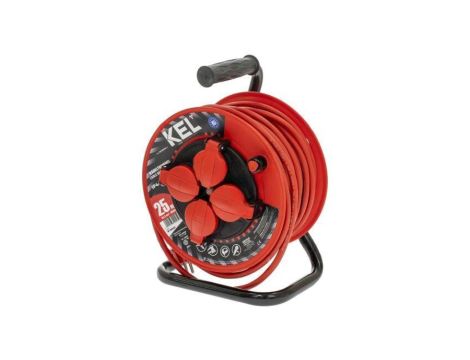 Przedłużacz sieciowy na bębnie, H05RR-F, 3G1,5mm2, 25m, guma, czerwony, 16A W-98692