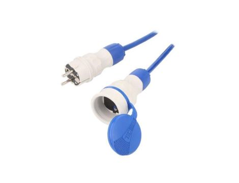 Przedłużacz sieciowy, H07BQ-F, 3G1,5mm2, 15m, PUR, niebieski, 16A W-99203