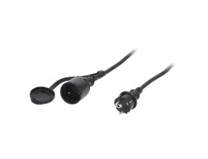 Przedłużacz sieciowy, H05RR-F, 3G1,5mm2, 25m, guma, czarny, 16A W-97023