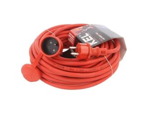 Przedłużacz sieciowy, H05RR-F, 3G2,5mm2, 15m, guma, czerwony, 16A W-97287