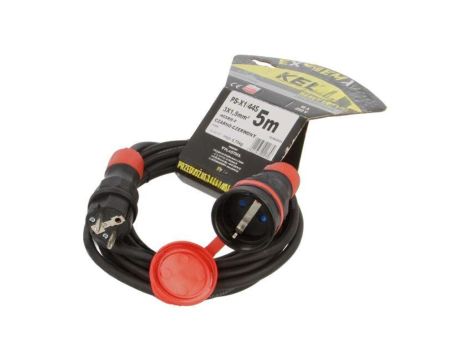 Przedłużacz sieciowy, H05RR-F, 3G1,5mm2, 5m, guma, czarny, 16A W-99161