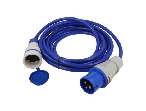 Przedłużacz sieciowy, H07BQ-F, 3G2,5mm2, 5m, PUR, niebieski, 16A W-99944