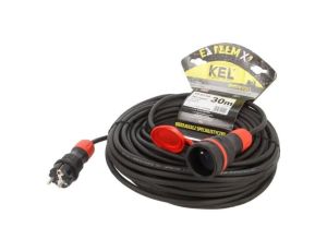 Przedłużacz sieciowy, H05RR-F, 3G1,5mm2, 30m, guma, czarny, 16A W-99193