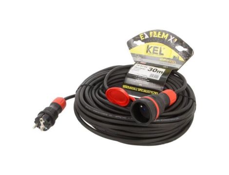 Przedłużacz sieciowy, H05RR-F, 3G1,5mm2, 30m, guma, czarny, 16A W-99193