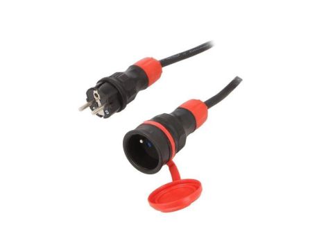 Przedłużacz sieciowy, H05RR-F, 3G2,5mm2, 5m, guma, czarny, 16A W-99144