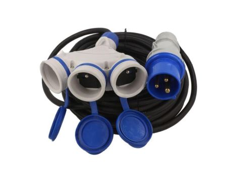Przedłużacz sieciowy, H05RR-F, 3G2,5mm2, 15m, guma, czarny, EXTREM W-99934
