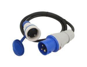 Przedłużacz sieciowy, H05RR-F, 3G2,5mm2, 1,5m, guma, czarny, 16A W-99936