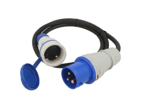 Przedłużacz sieciowy, H05RR-F, 3G2,5mm2, 1,5m, guma, czarny, 16A W-99936