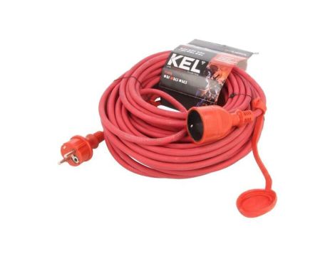 Przedłużacz sieciowy, H05RR-F, 3G1,5mm2, 25m, guma, czerwony, 16A W-97092