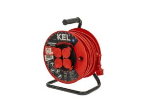 Przedłużacz sieciowy na bębnie, H05RR-F, 3G1,5mm2, 50m, guma, czerwony, 16A W-98695