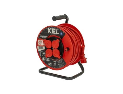 Przedłużacz sieciowy na bębnie, H05RR-F, 3G1,5mm2, 50m, guma, czerwony, 16A W-98695