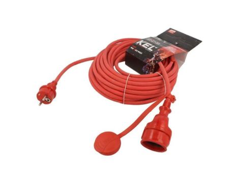 Przedłużacz sieciowy, H05RR-F, 3G1,5mm2, 15m, guma, czerwony, 16A W-98638