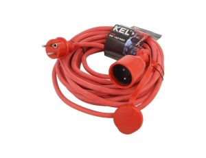 Przedłużacz sieciowy, H05RR-F, 3G1,5mm2, 10m, guma, czerwony, 16A W-97089