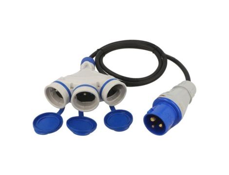 Przedłużacz sieciowy, H05RR-F, 3G2,5mm2, 1,5m, guma, czarny, 16A W-99930