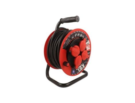 Przedłużacz sieciowy na bębnie, H05RR-F, 3G2,5mm2, 20m, guma, czarny, 16A W-98688