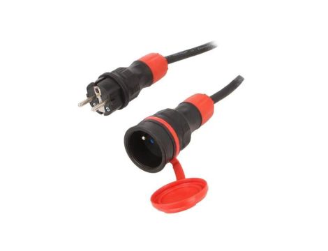 Przedłużacz sieciowy, H05RR-F, 3G1,5mm2, 5m, guma, czarny, 16A W-99142