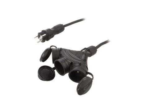 Przedłużacz sieciowy, H05RR-F, 3G2,5mm2, 10m, guma, czarny, EXTREM W-01173