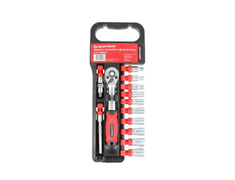 QUATROS ZESTAW NASADEK Z GRZECHOTKĄ 1/4" 13SZT.