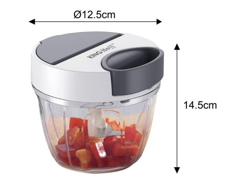 KINGHOFF ROZDRABNIACZ KUCHENNY NAPĘDZANY MECHANICZNIE BIAŁY 900ml - 3