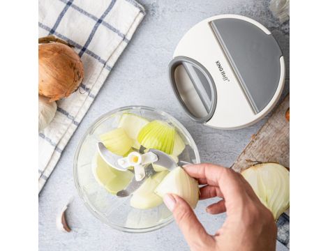 KINGHOFF ROZDRABNIACZ KUCHENNY NAPĘDZANY MECHANICZNIE BIAŁY 900ml - 6