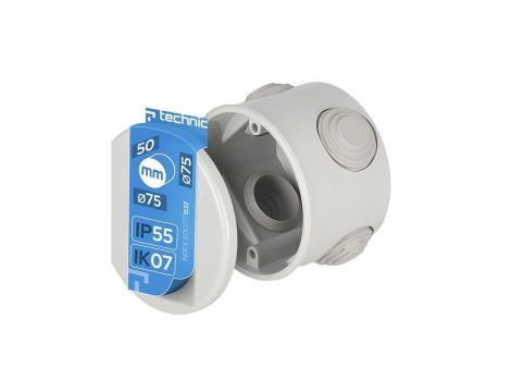 Puszka hermetyczna okrągła 75x50mm szara IP55 Edo