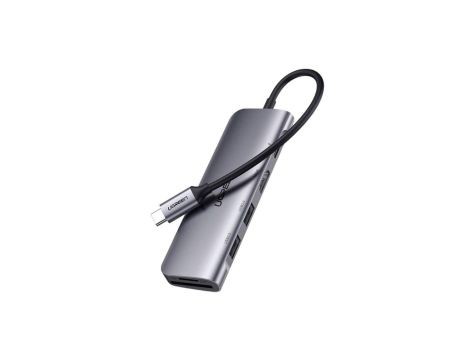 Adapter hub USB-C 6w1 Ugreen CM195 15214 2x USB 3.0 + HDMI + USB-C + czytnik kart SD i micro SD