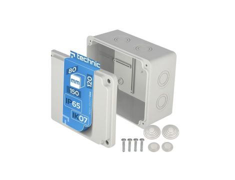 Puszka hermetyczna 150x120x80 N/T z zestawem dławików (nieprzezroczysta) szara IP65 EDO