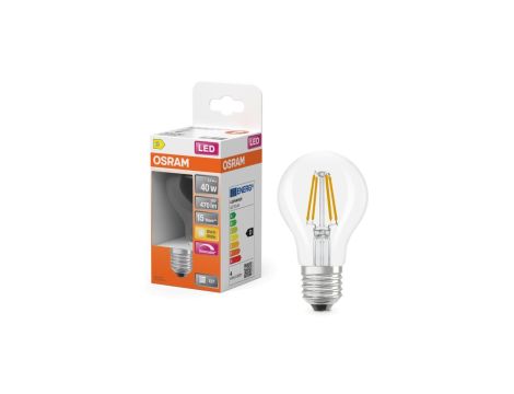 Żarówka LED OSRAM E27 A60 3.4W zamiennik 40W 470lm 2700K Ciepła 320 Filament Ściemnialna Klasa D 4 Lata Gwarancji