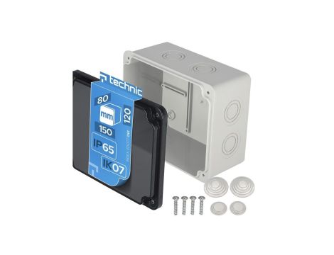 Puszka hermetyczna 150x120x80 N/T z zestawem dławików (przezroczysta) szara IP65 EDO