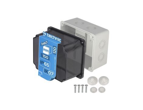 Puszka hermetyczna głęboka 150x120x140 N/T z zestawem dławików (przezroczysta) szara IP65 EDO