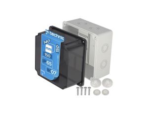 Puszka hermetyczna głęboka 150x150x140 N/T z zestawem dławików (przezroczysta) szara IP65 EDO