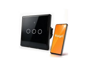 Qoltec Inteligentny dotykowy 3-kanałowy włącznik wyłącznik światła Wi-Fi Timer Tuya Smart life Hartowane szkło...