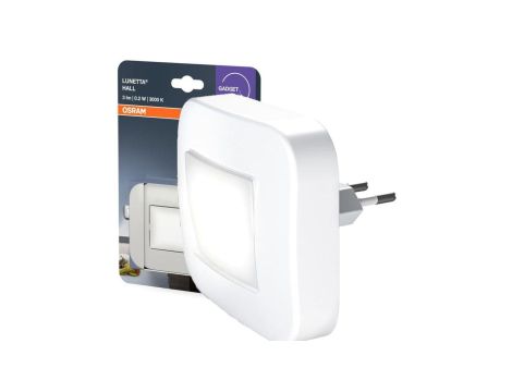 Lampka Nocna LED OSRAM Orientacyjna do Gniazdka z Czujnikiem Zmierzchu 0.2W 3000K Ciepła 3lm Biały Lunetta