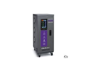 Qoltec Trójfazowy stabilizator napięcia AVR MULTIPROTECTION 10kVA Dokładność 3 Serwomotor 3F LCD Expert Line
