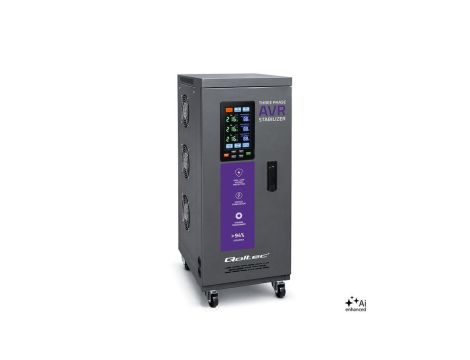 Qoltec Trójfazowy stabilizator napięcia AVR MULTIPROTECTION 10kVA Dokładność 3 Serwomotor 3F LCD Expert Line