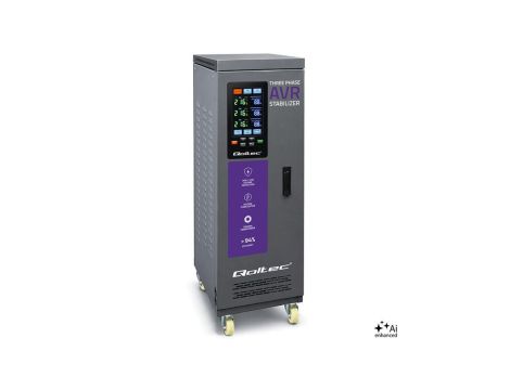 Qoltec Trójfazowy stabilizator napięcia AVR MULTIPROTECTION 40kVA Dokładność 3 Serwomotor 3F LCD Expert Line