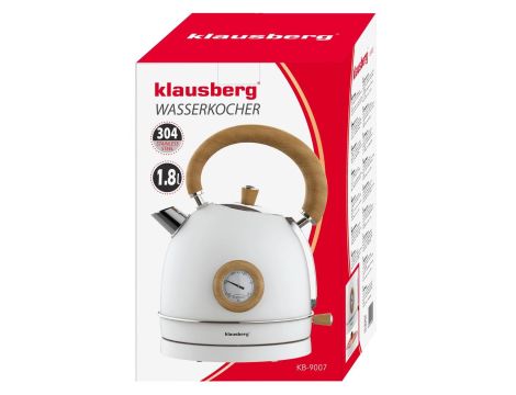 KLAUSBERG CZAJNIK ELEKTRYCZNY Z TERMOMETREM 1,8L BIAŁY Z DREWNEM STAL NIERDZEWNA 1850-2200W - 5