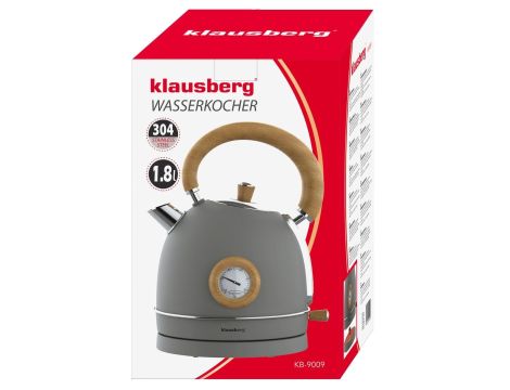 KLAUSBERG CZAJNIK ELEKTRYCZNY Z TERMOMETREM 1,8L SZARY Z DREWNEM STAL NIERDZEWNA 1850-2200W - 4
