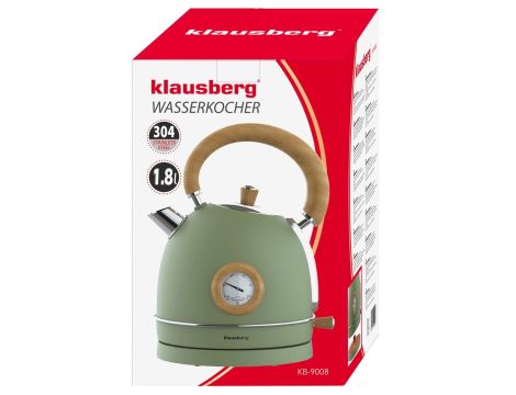 KLAUSBERG CZAJNIK ELEKTRYCZNY Z TERMOMETREM 1,8L ZIELONY Z DREWNEM STAL NIERDZEWNA 1850-2200W - 6