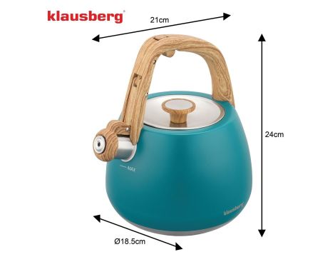 KLAUSBERG CZAJNIK TRADYCYJNY Z GWIZDKIEM 2,5L TURKUSOWY KOLOR - 3