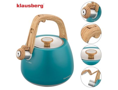 KLAUSBERG CZAJNIK TRADYCYJNY Z GWIZDKIEM 2,5L TURKUSOWY KOLOR - 5