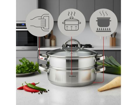 KLAUSBERG GARNEK DO GOTOWANIA NA PARZE 24cm 3,5L - 5