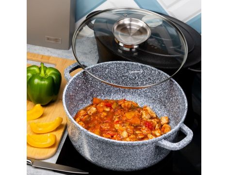 KLAUSBERG GARNEK Z POKRYWKĄ MARMUREK 20cm 2,3L STAL SZARY