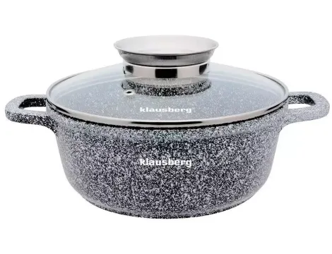 KLAUSBERG GARNEK Z POKRYWKĄ MARMUREK 20cm 2,3L STAL SZARY - 4