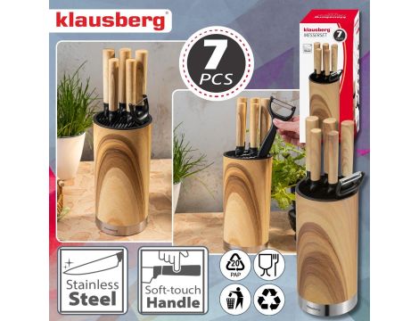 KLAUSBERG NOŻE KUCHENNE ZESTAW  5 NOŻY + OBIERACZKA - 2