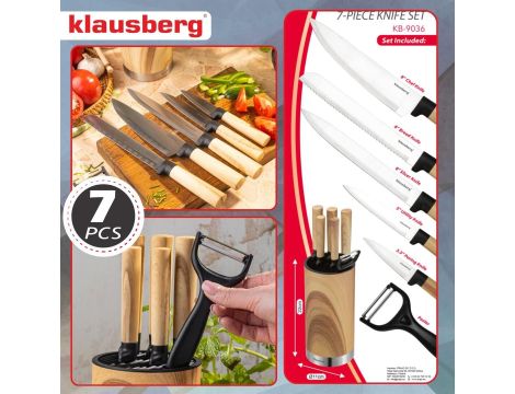 KLAUSBERG NOŻE KUCHENNE ZESTAW  5 NOŻY + OBIERACZKA - 6