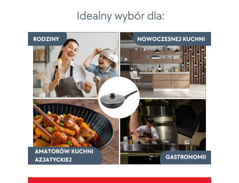 KLAUSBERG PATELNIA WOK 28cm MARMUROWA CZARNA Z POKRYWKĄ - 3