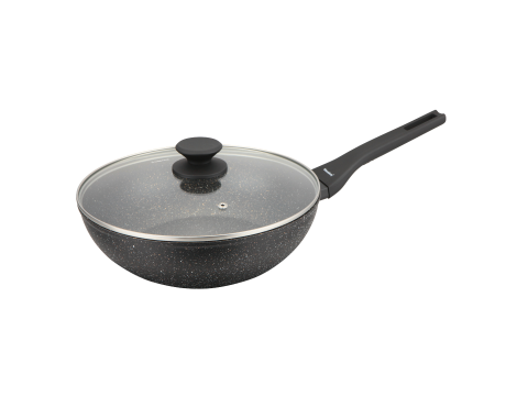 KLAUSBERG PATELNIA WOK 28cm MARMUROWA CZARNA Z POKRYWKĄ - 7